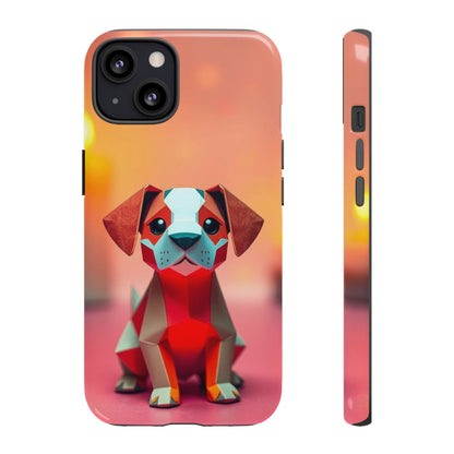 iPhone 13 / Glossy Phone Case - Origami Dog Design Phone Case