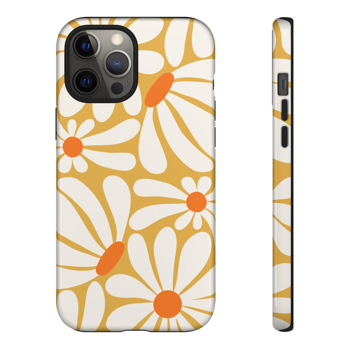 Retro Yellow Daisy Pattern Phone Case - Yellow Phone Case - iPhone 12 Pro Max / Glossy