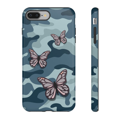 Dark Blue Butterfly Camo Phone Case - Blue Phone Case - iPhone 8 Plus / Glossy