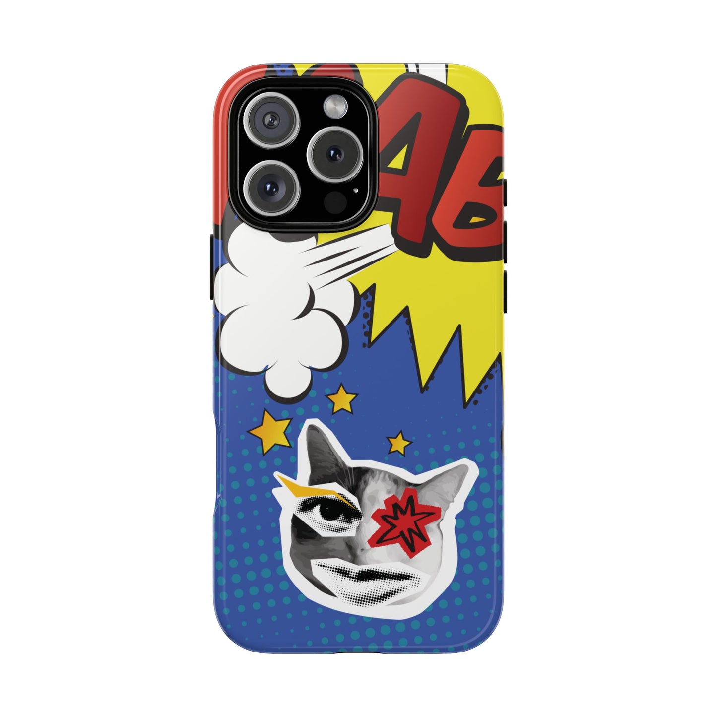 iPhone 16 Pro Max / Glossy Phone Case - Bold Blue Pop Art Cat Phone Case