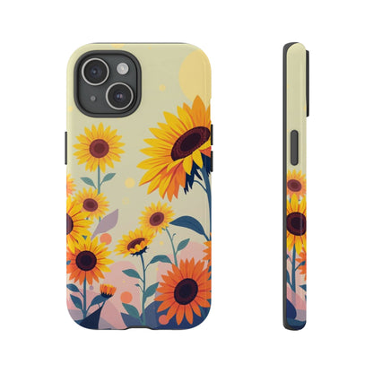 iPhone 15 / Glossy Phone Case - Modern Flat Sunflower Design Phone Case