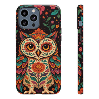 Vibrant Terracotta and Teal Calavera Owl Phone Case - Multicolor Phone Case - iPhone 13 Pro Max / Glossy