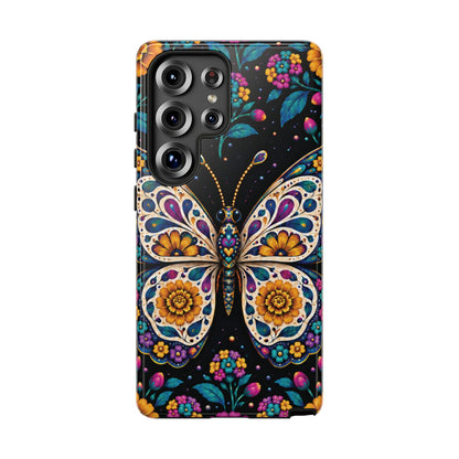 Vibrant Purple and Teal Calavera Butterfly Phone Case - Multicolor Phone Case - Samsung Galaxy S25 Ultra / Glossy