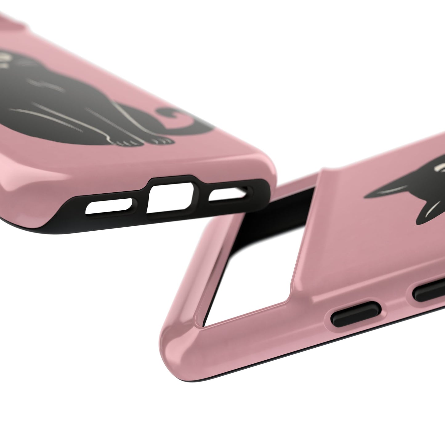 Minimalist Blush Pink & Black Cat Phone Case