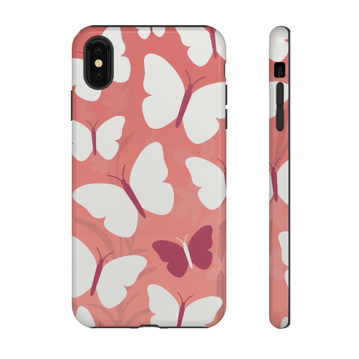 Minimalist Pink Butterfly Pattern Phone Case - Pink Phone Case - iPhone XS MAX / Glossy