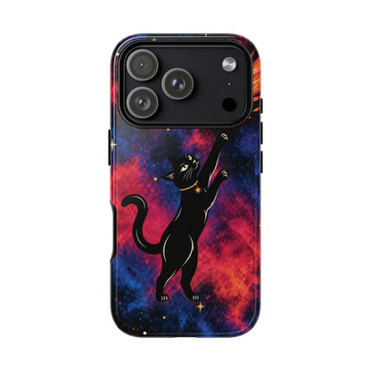 Whimsical Multicolour Celestial Black Cat Phone Case