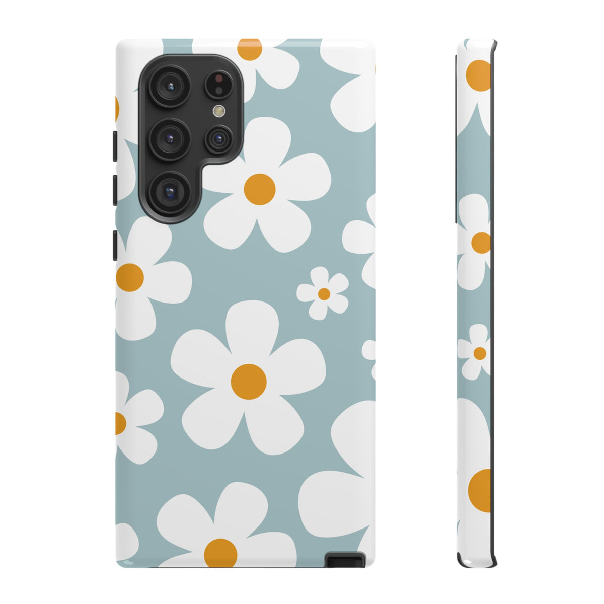 Cute Blue Daisy Pattern Phone Case - Blue Phone Case - Samsung Galaxy S22 Ultra / Glossy