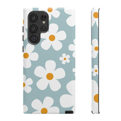 Cute Blue Daisy Pattern Phone Case - Blue Phone Case - Samsung Galaxy S22 Ultra / Glossy
