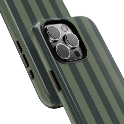 Dark Green Stripe Pattern Phone Case - Green Phone Case
