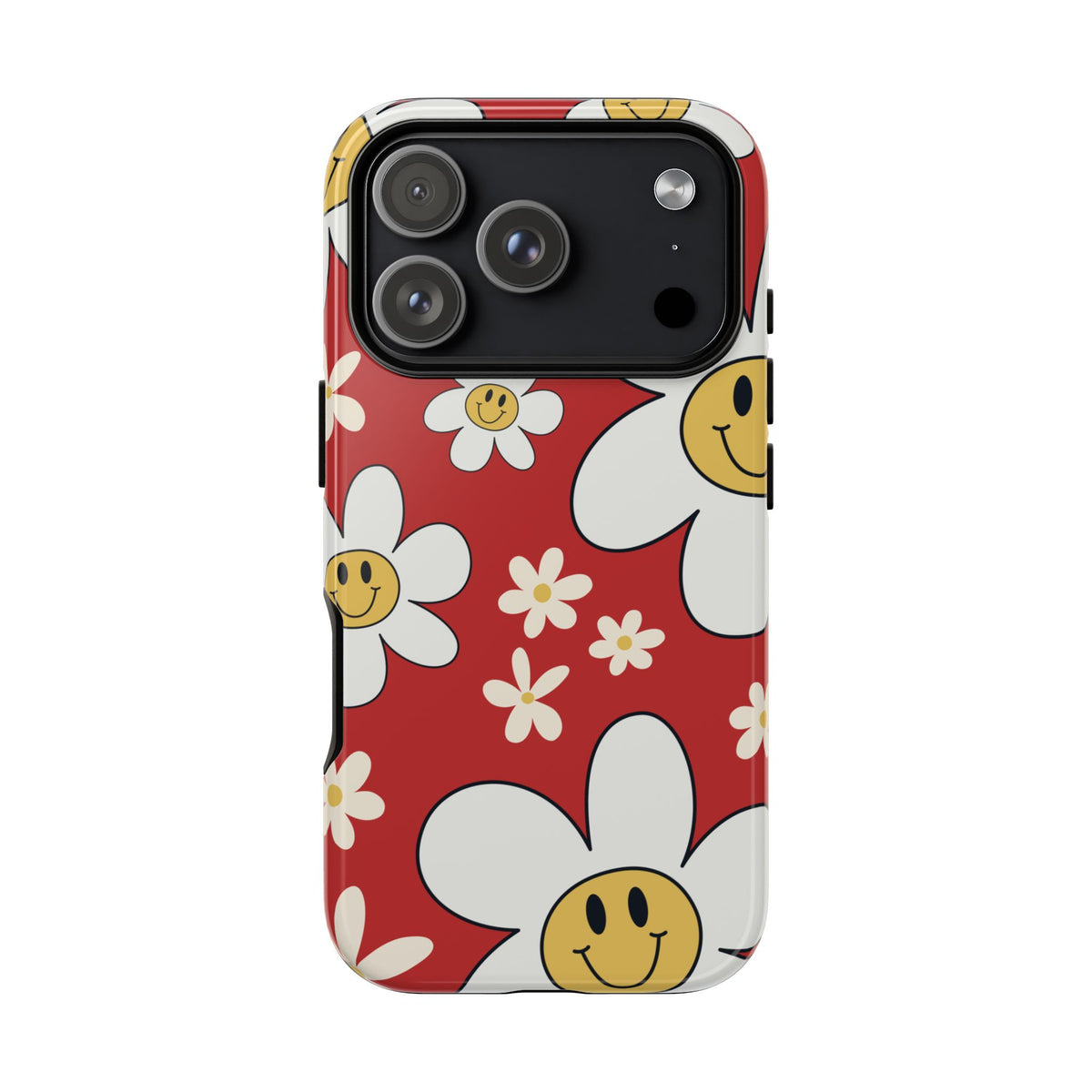 Fun Retro Daisy Pattern with Red Background Phone Case - Red Phone Case - iPhone 18 Pro / Glossy