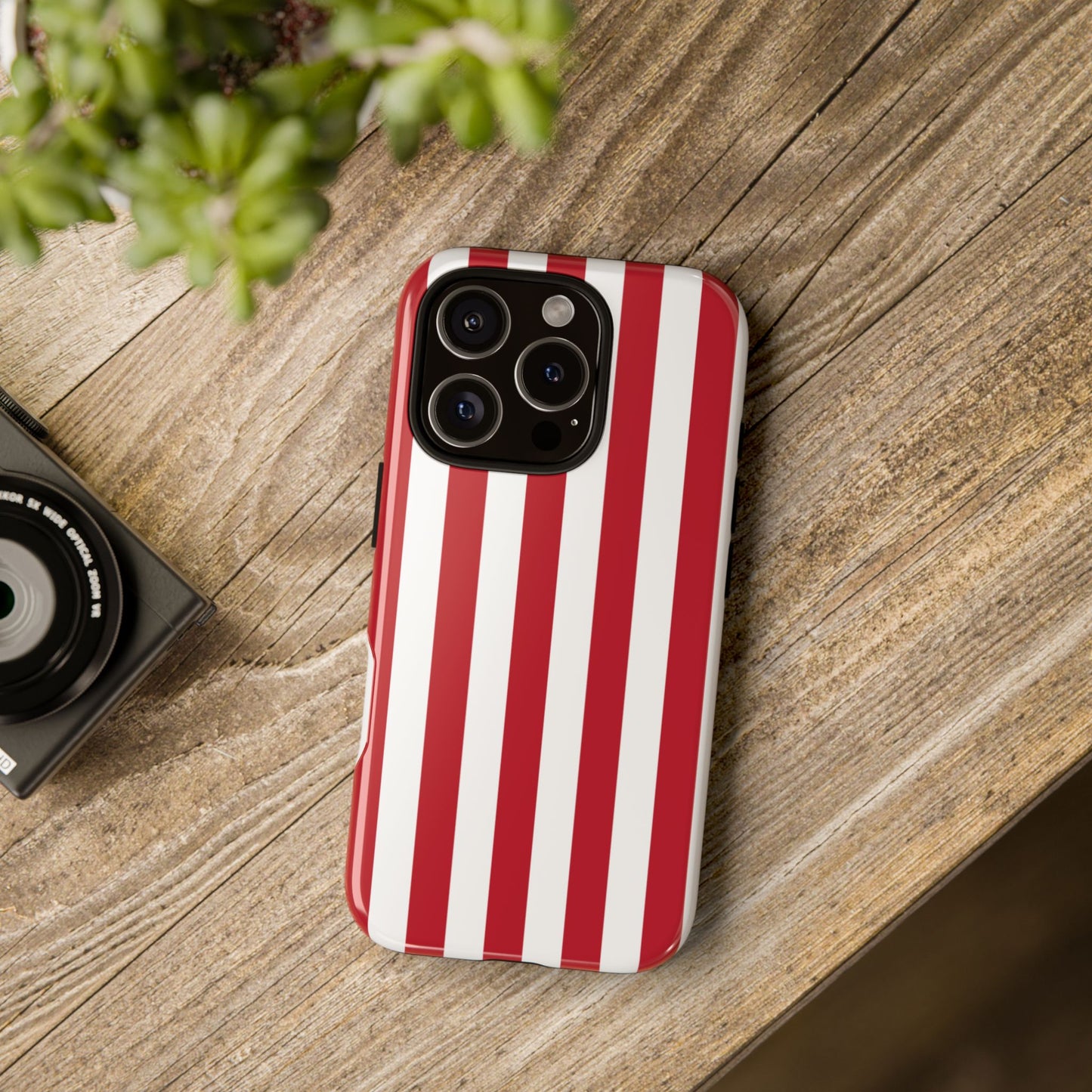 Phone Case - Simple Dark Pink & White Stripe Pattern Phone Case