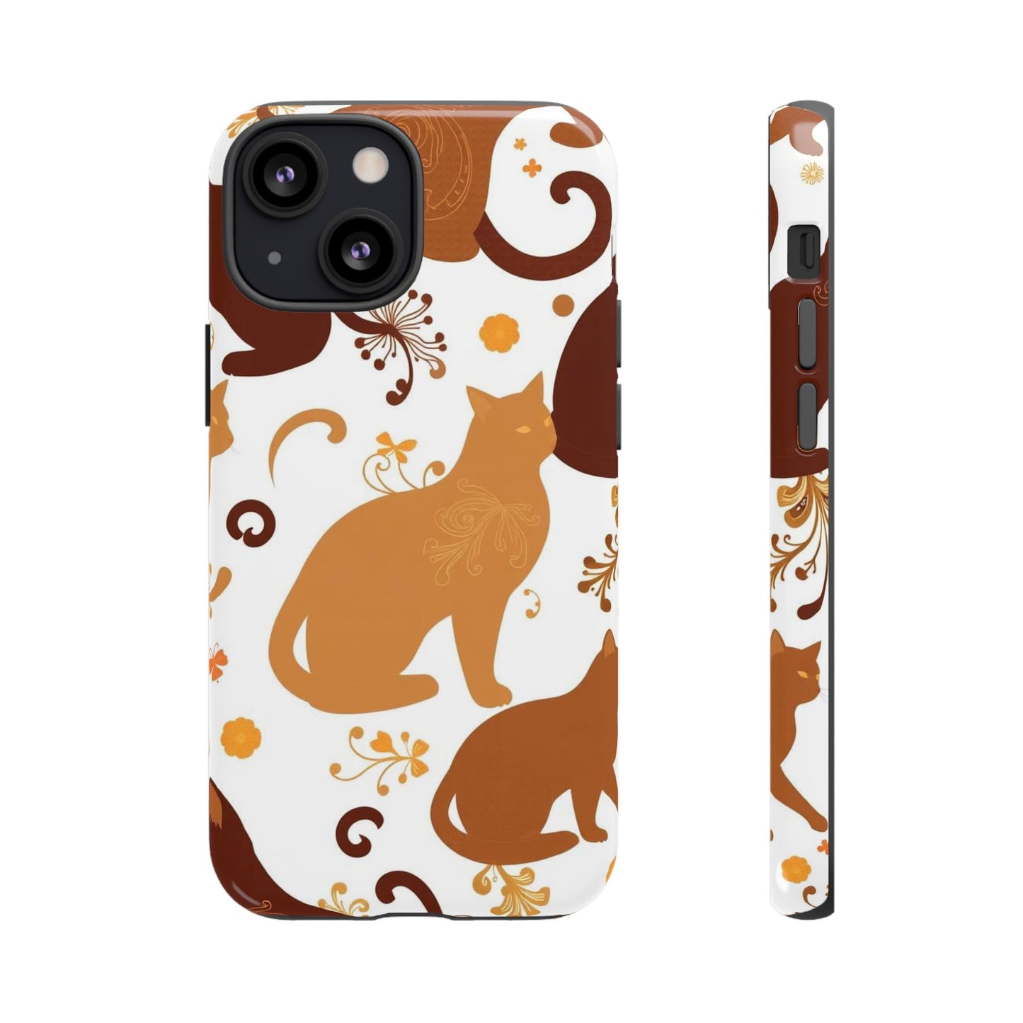 iPhone 13 Mini / Glossy Phone Case - Abstract Cat Pattern Phone Case