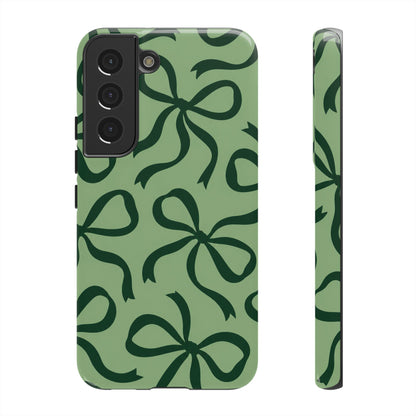 Bold Sage Green and Forest Green Bow Pattern Phone Case