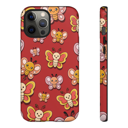 iPhone 12 Pro Max / Glossy Phone Case - Red Butterfly Sticker Design Phone Case