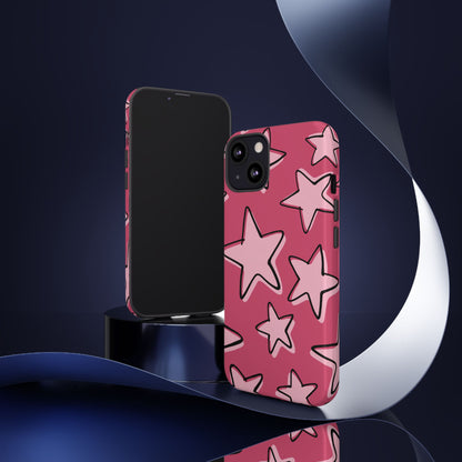Raspberry Pink Doodle Star Phone Case