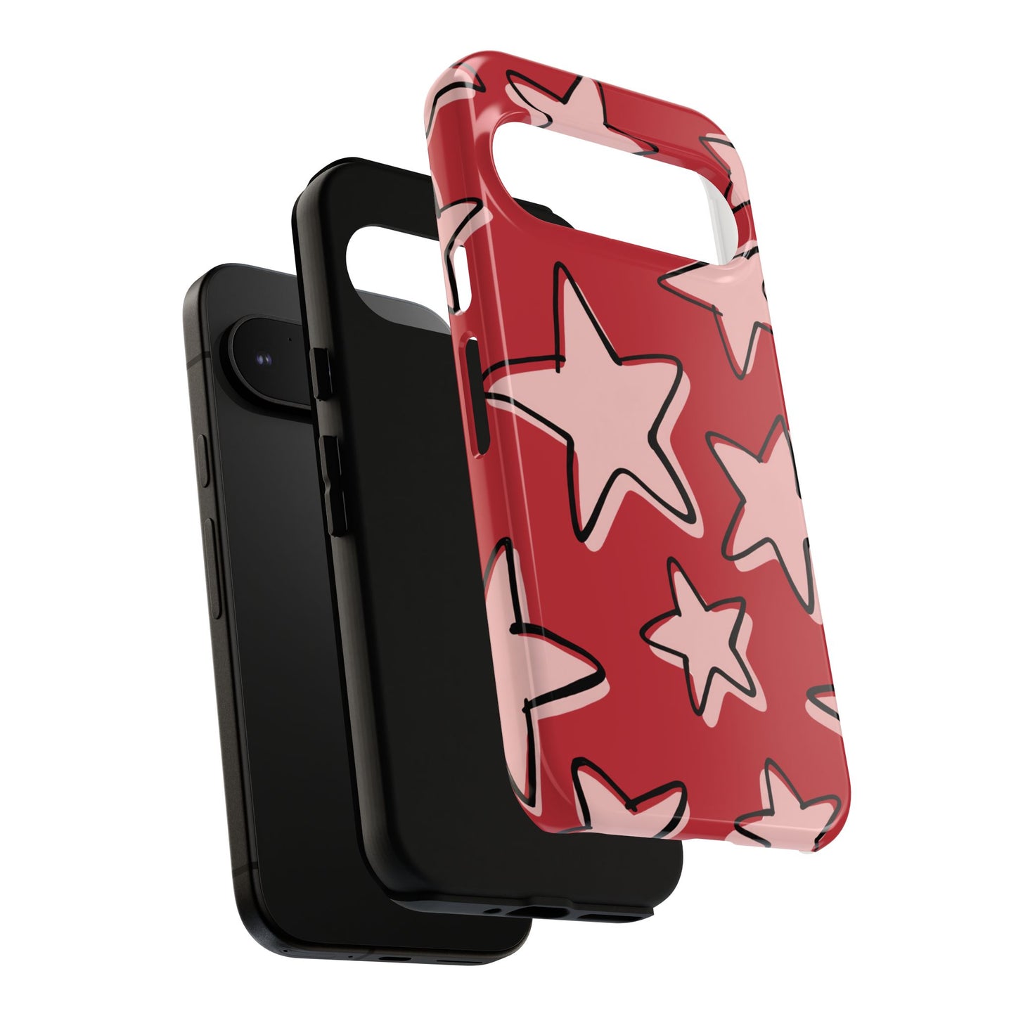 Cherry Red Doodle Star Phone Case