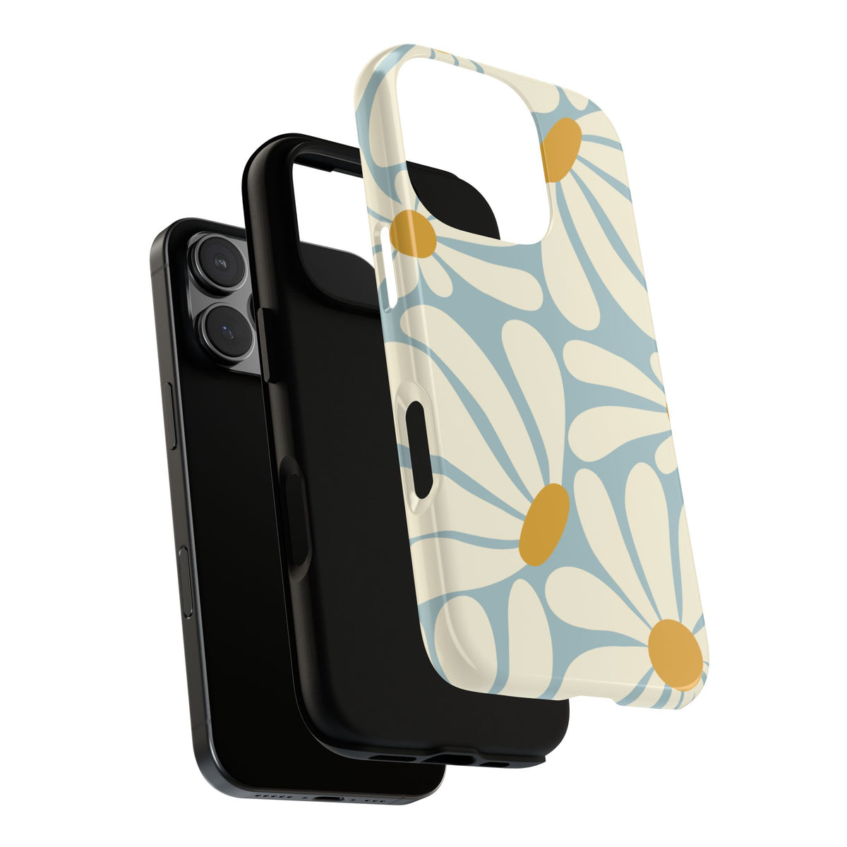 Retro Light Blue Daisy Pattern Phone Case - Blue Phone Case