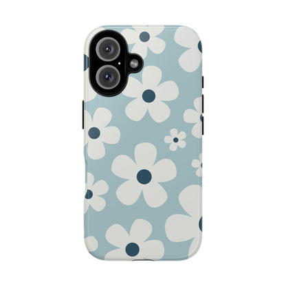 iPhone 16 / Glossy Phone Case - Cute Light Blue Daisy Pattern Phone Case