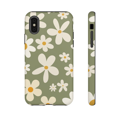 iPhone X / Glossy Phone Case - ’Green Daisy Pattern’ Phone Case