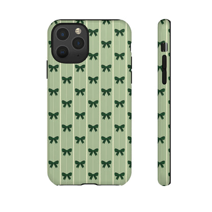 Retro Forest Green Bow Pattern Phone Case
