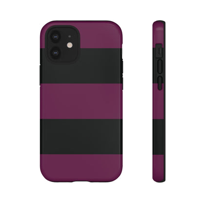 iPhone 12 Mini / Glossy Phone Case - Purple & Black Horizontal Stripe Pattern Phone Case