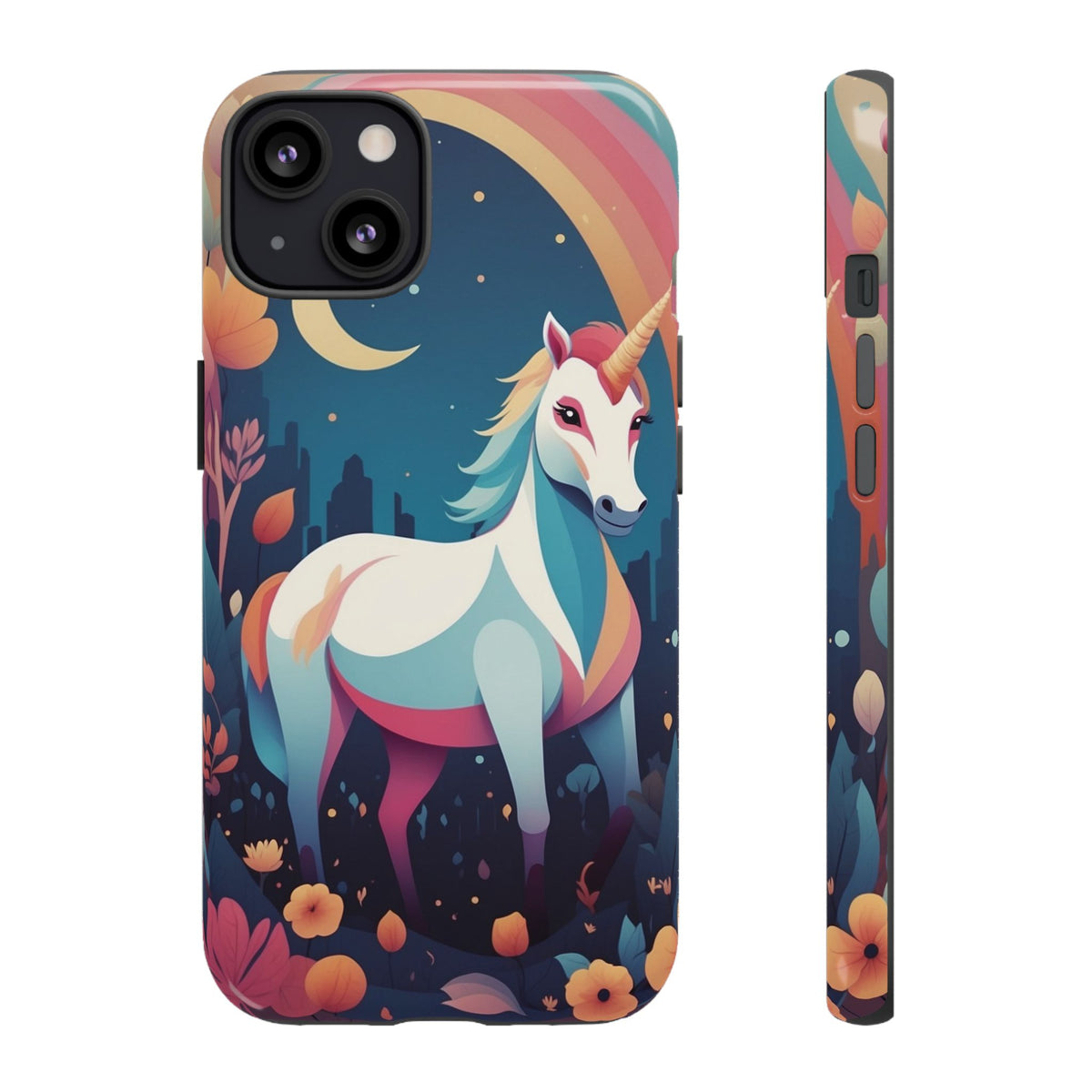 Stylised Unicorn & Rainbow Design Phone Case - Multicolor Phone Case - iPhone 13 / Glossy