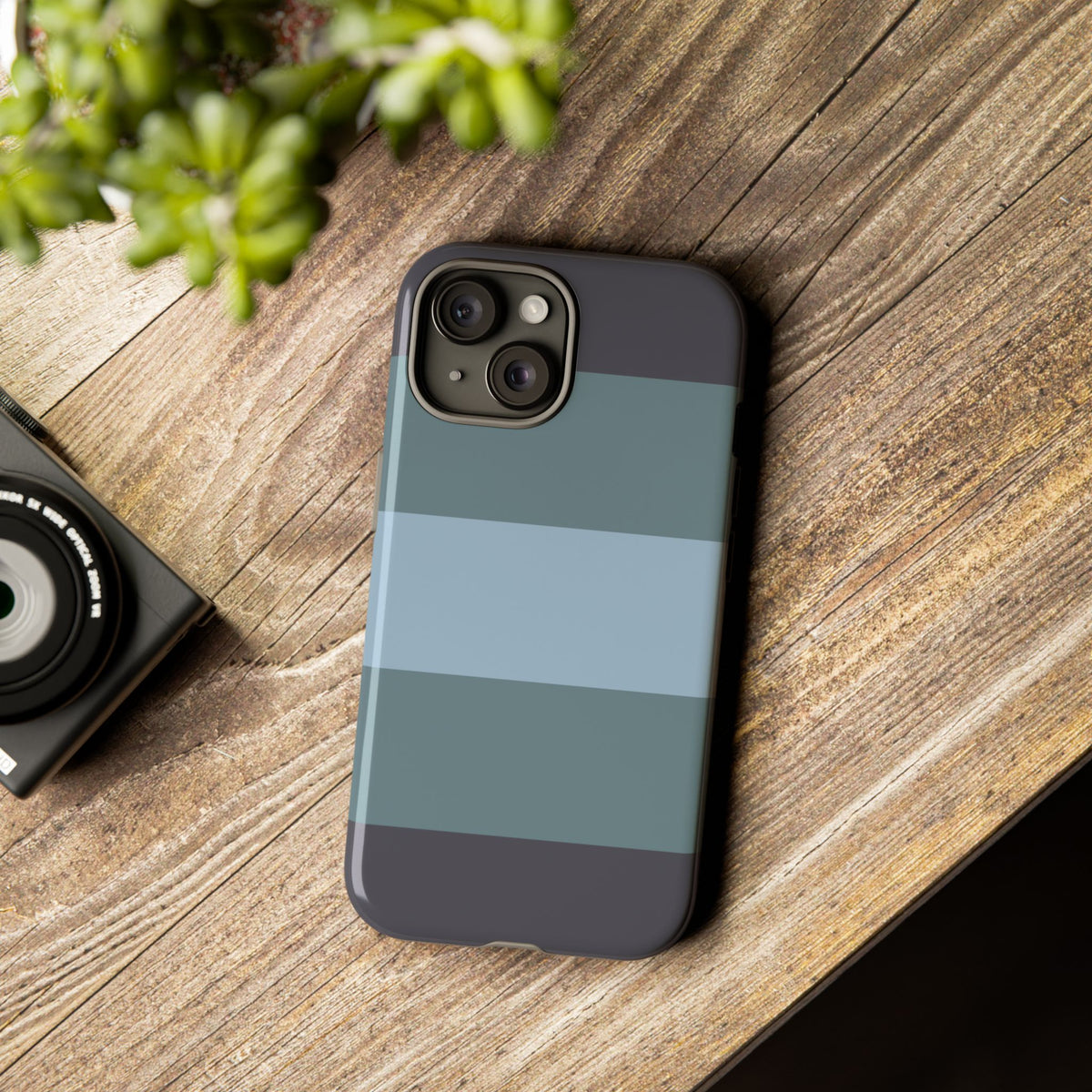 Shades of Blue Horizontal Stripe Pattern Phone Case - Blue Phone Case