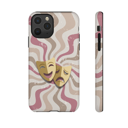 Comedy & Tragedy Masks – Pink Minimal Retro Wave Phone Case - Pink Phone Case - iPhone 11 Pro / Glossy