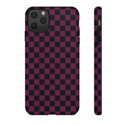 Trendy Plum & Black Small Checked Pattern Phone Case - Purple Phone Case - iPhone 11 Pro Max / Glossy