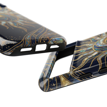 Elegant Navy & Gold Solar Spiral Phone Case