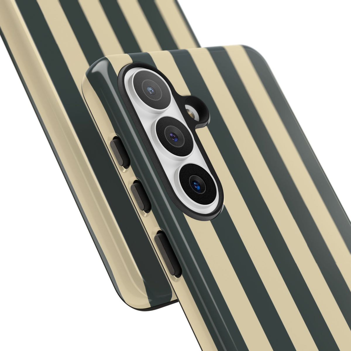 Green & Beige Stripe Pattern Phone Case - Green Phone Case