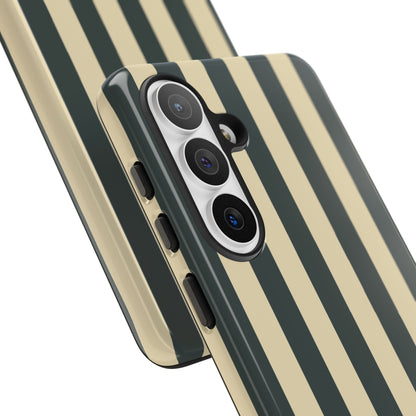 Green & Beige Stripe Pattern Phone Case - Green Phone Case