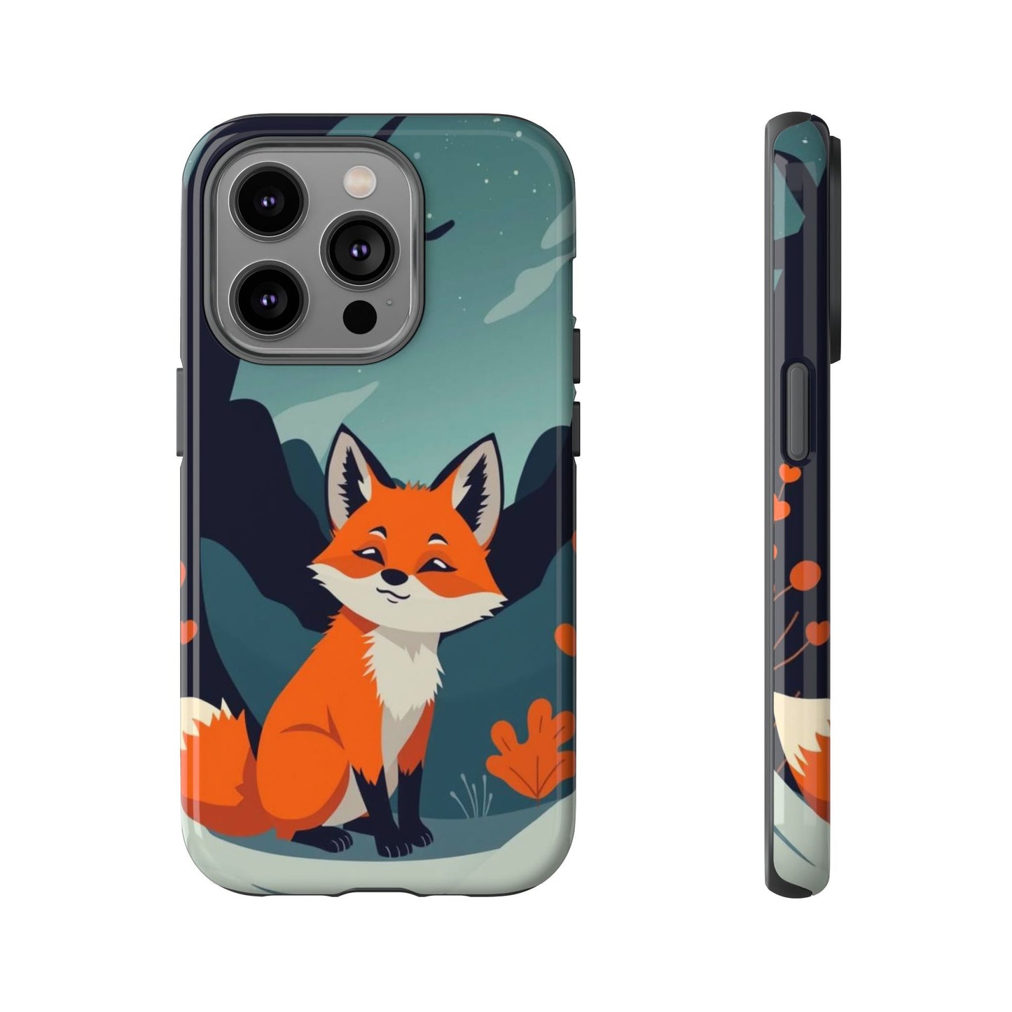 iPhone 14 Pro / Glossy Phone Case - Cute Fox Design Phone Case