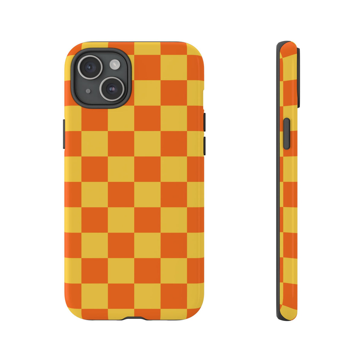 Trendy Orange & Yellow Checked Pattern Phone Case - Orange Phone Case - iPhone 15 Plus / Glossy