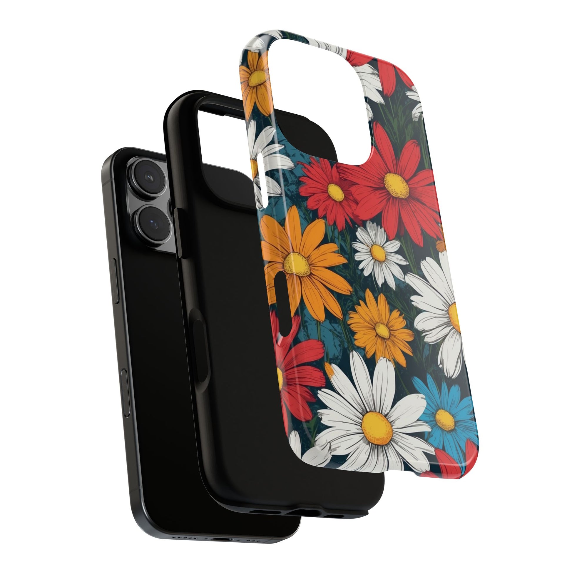 Phone Case - Pop Art Daisies Illustration ’Red & Orange’ Phone Case