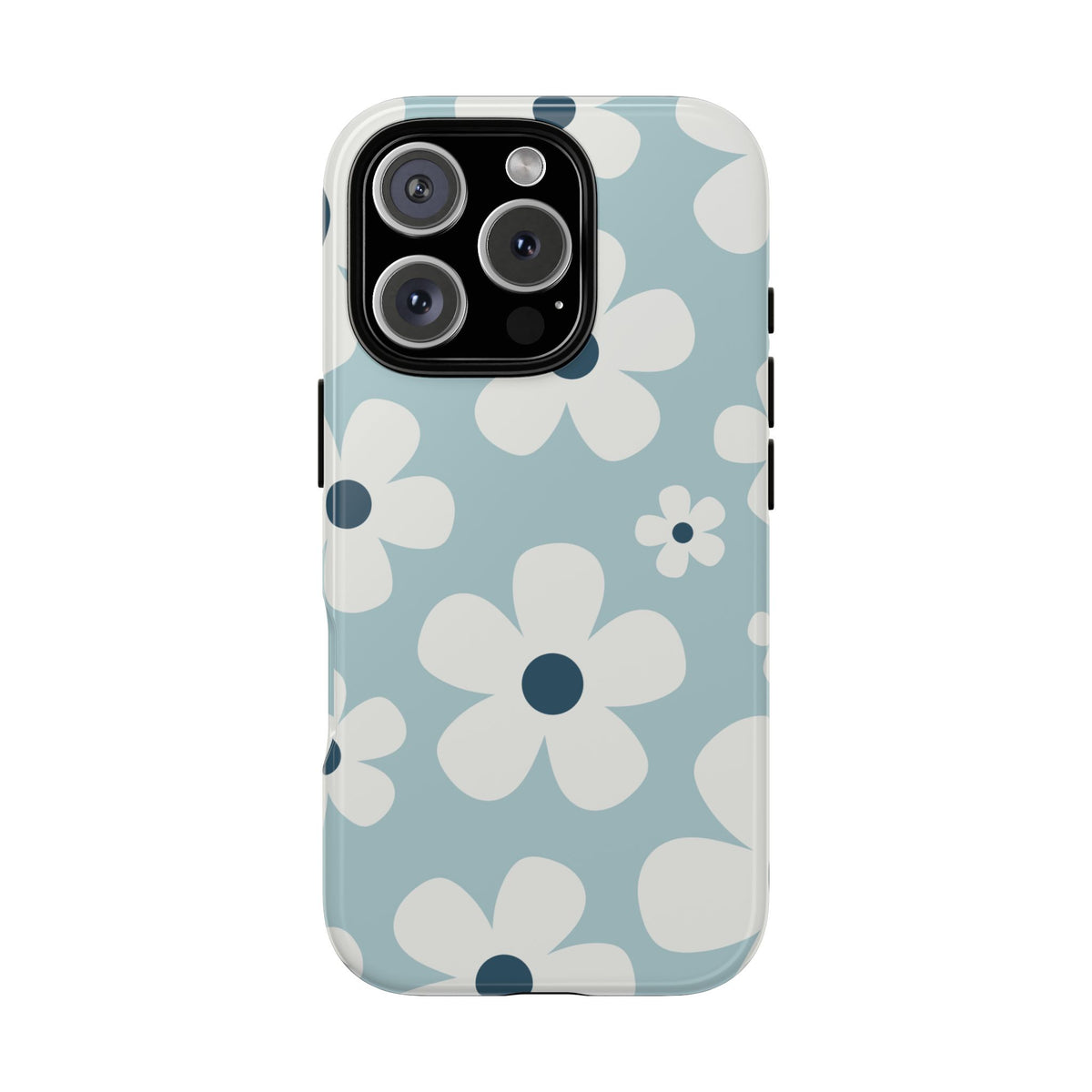 Cute Light Blue Daisy Pattern Phone Case - Blue Phone Case - iPhone 16 Pro / Glossy