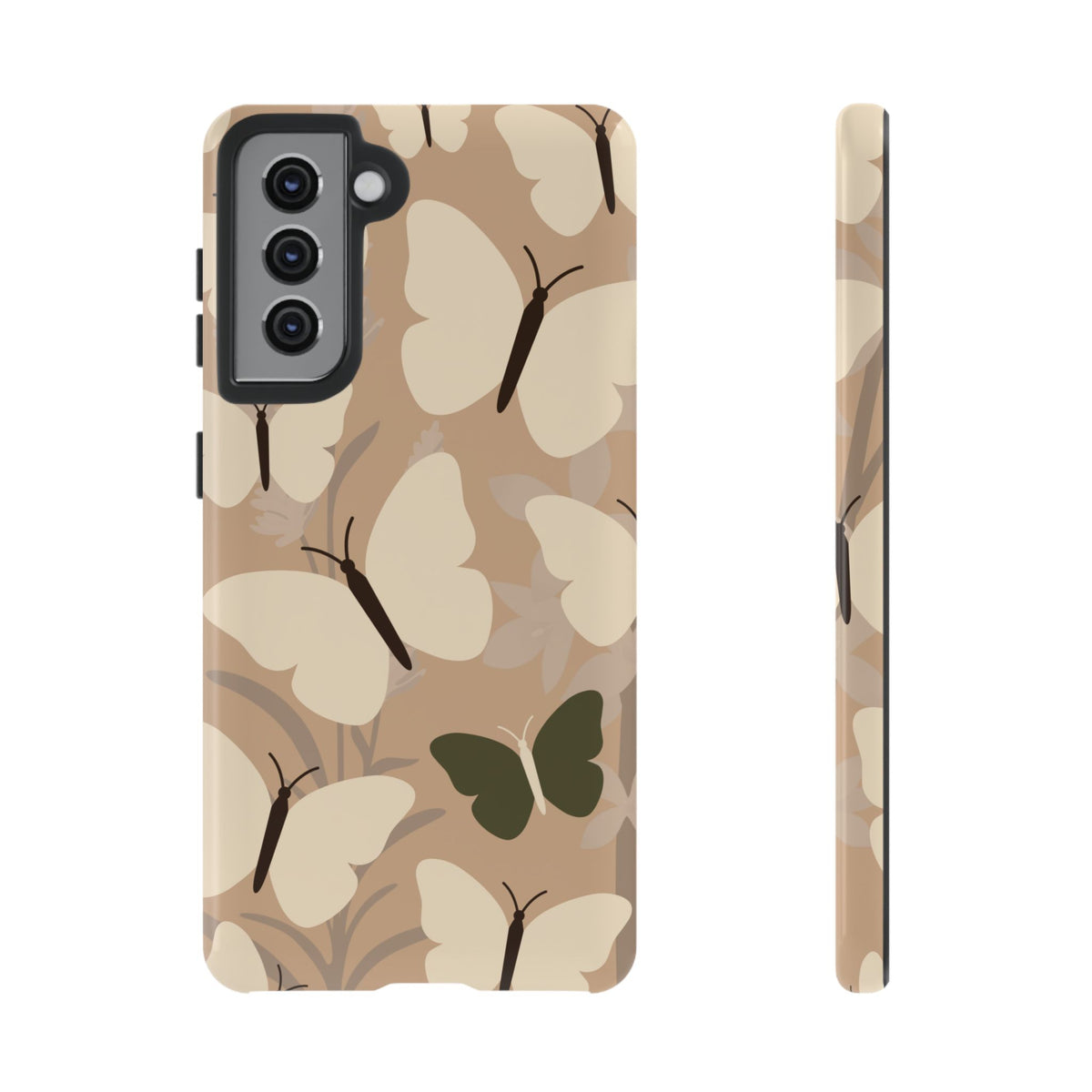 Minimalist Beige Butterfly Pattern Phone Case - Beige Phone Case - Samsung Galaxy S21 / Glossy