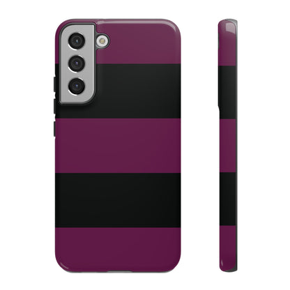 Samsung Galaxy S22 Plus / Glossy Phone Case - Purple & Black Horizontal Stripe Pattern Phone Case