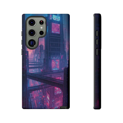 Neon Cyberpunk Megacity Sci-fi Phone Case - Blue Phone Case - Samsung Galaxy S23 Ultra / Glossy