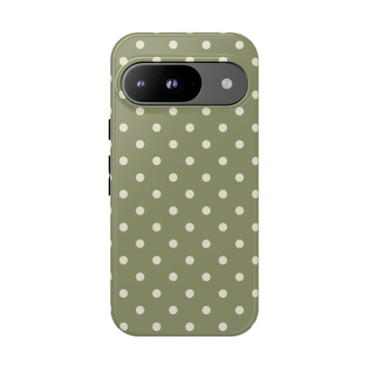 Google Pixel 9 / Glossy Phone Case - ’Green & White Dot Pattern’ Phone Case