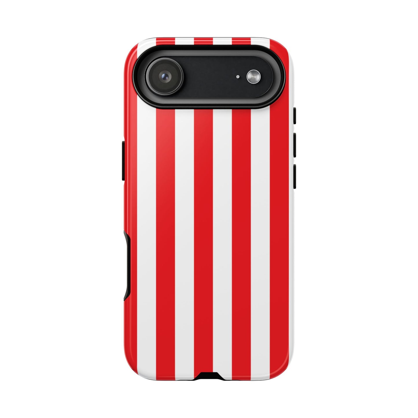 iPhone 17 Air / Glossy Phone Case - Simple Red & White Stripe Pattern Phone Case