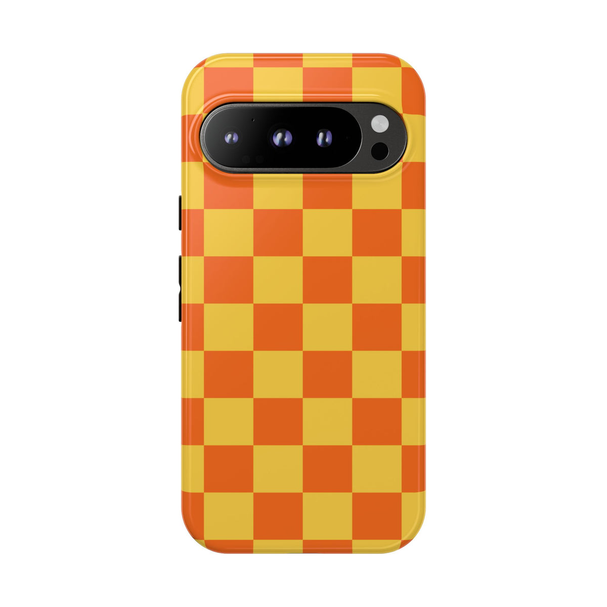 Trendy Orange & Yellow Checked Pattern Phone Case - Orange Phone Case - Google Pixel 9 Pro / Glossy