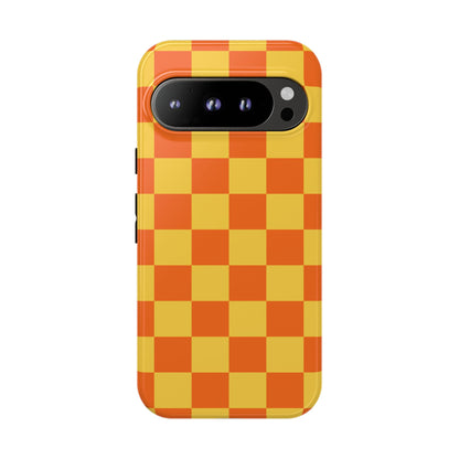 Trendy Orange & Yellow Checked Pattern Phone Case - Orange Phone Case - Google Pixel 9 Pro / Glossy