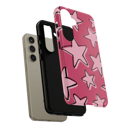 Raspberry Pink Doodle Star Phone Case