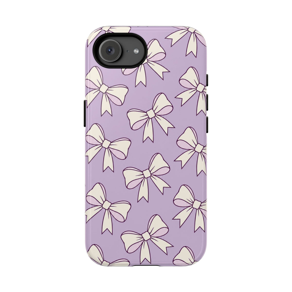 Chic Lilac Bow Pattern Phone Case - Purple Phone Case - iPhone 17e / Glossy