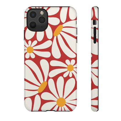 Retro Red Daisy Pattern Phone Case - Red Phone Case - iPhone 11 Pro Max / Glossy