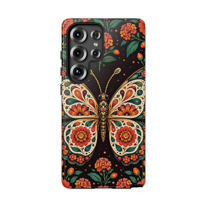Vibrant Terracotta and Teal Calavera Butterfly Phone Case - Multicolor Phone Case - Samsung Galaxy S25 Ultra / Glossy