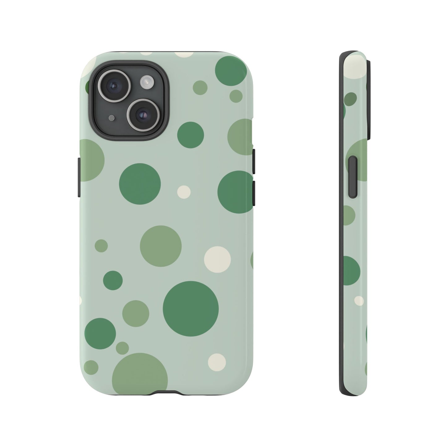 iPhone 15 / Glossy Phone Case - ’Bold Green Dot Pattern’ Phone Case