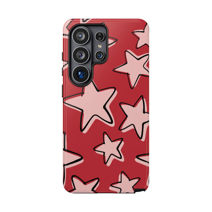 Cherry Red Doodle Star Phone Case