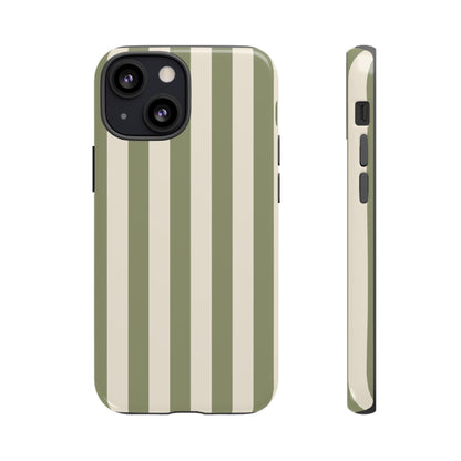 Olive & Beige Stripe Pattern Phone Case - Green Phone Case - iPhone 13 Mini / Glossy